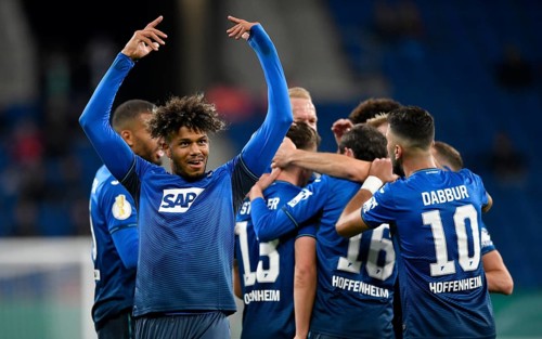 TSG 1899 Hoffenheim goal celebration for Georginio Rutter TSG 1899 Hoffenheim