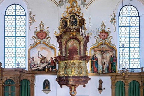 Pulpit and Stations of the Cross