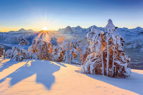 Winter view from the Niederhorn at sunrise