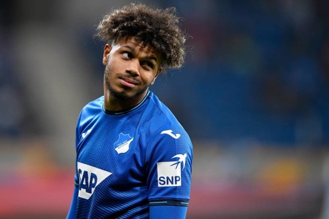 Georginio Rutter TSG 1899 Hoffenheim winks to fans in the South Stand
