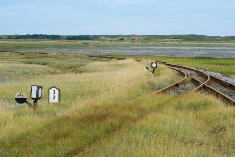Hand switch and track of the island railway