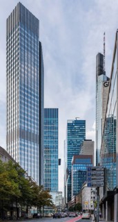 Skyscraper Gorge in Frankfurt am Main with a view of Neue Mainzer Strasse with the Commerzbank Tower