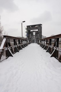 Historic lift bridge in winter