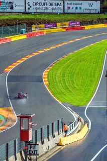 Porsche 911 GT3 Cup enters corner Eau Rouge