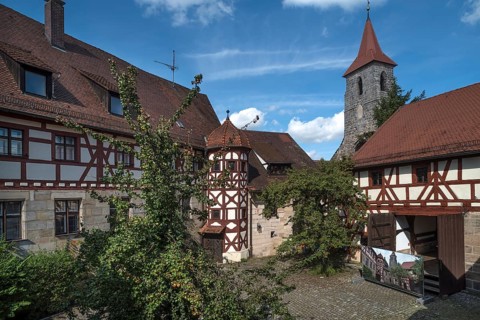 Historic courtyard of the former Bell Founders Hospital
