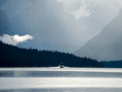 Boat on Maligne Lake
