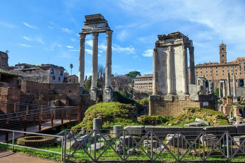 Partial reconstruction of left columns of temple of Dioscuri