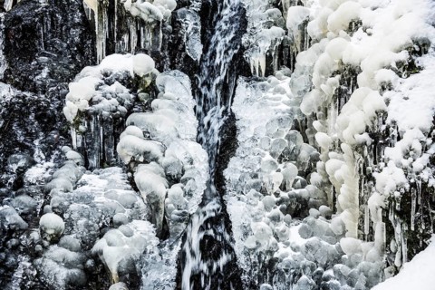 Waterfall with snow and ice