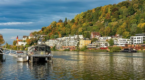 Old villas on the banks of the Neckar in Heidelberg