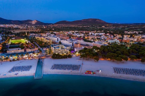Aerial view over Costa De La Calma and Santa Ponca with hotels and beaches