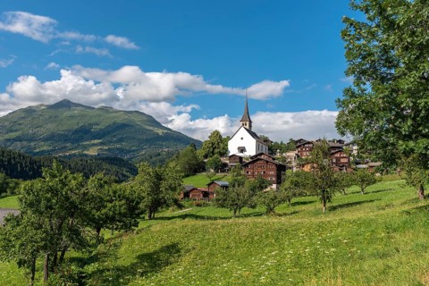 Village scene with St. George's parish church