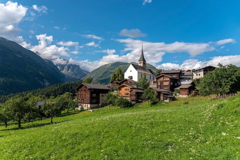 Village scene with the parish church of St. George