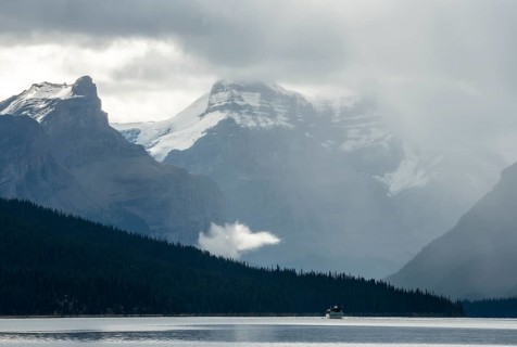 Boat on Maligne Lake