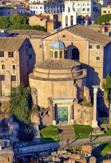 Temple of Romulus with original bronze door from Roman antiquity