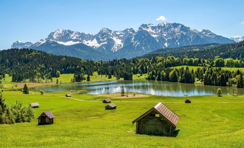 Hay barn in a meadow at Geroldsee