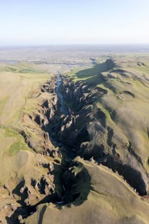 Aerial view of Fjaorargljufur Canyon