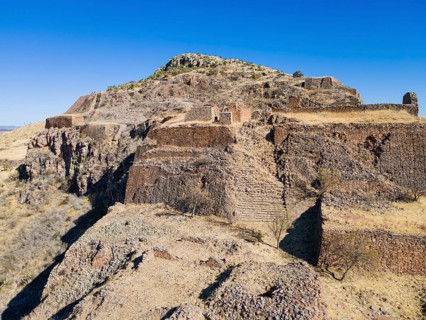 Aerial of the archeological site La Quemada also known as Chicomoztoc