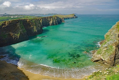 Rocks and cliffs in shallow water