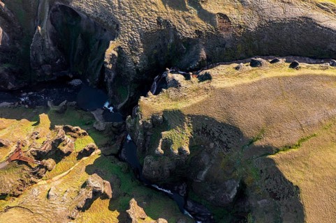 Aerial view of Fjaorargljufur Canyon