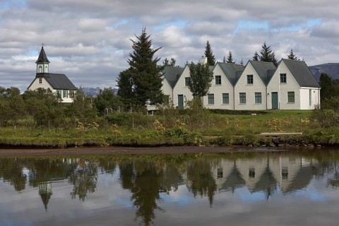 Church and five-gabled farmhouse of Pingvellir or Thingvellir