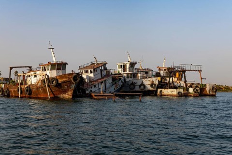 Rusty from the gulf war broken ships