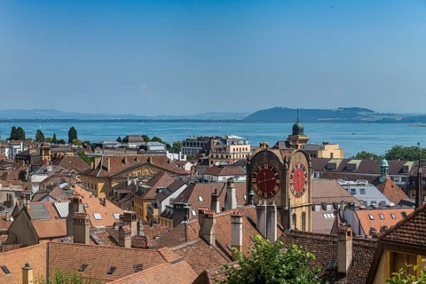 Overlook over Neuchatel and lake Neuchatel