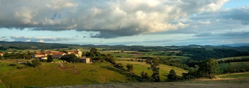 View of the village of La Chapelle-sur-Usson in Livradois-Forez regional natural park