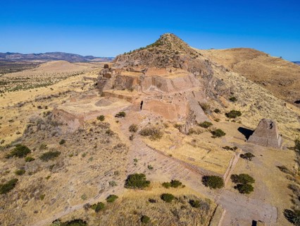 Aerial of the archeological site La Quemada also known as Chicomoztoc