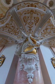 Sculpture of Maria immaculata under the gallery in the Dreifaltigkeitskirche Kappl