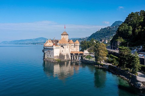 Aerial of the Chillon Castle