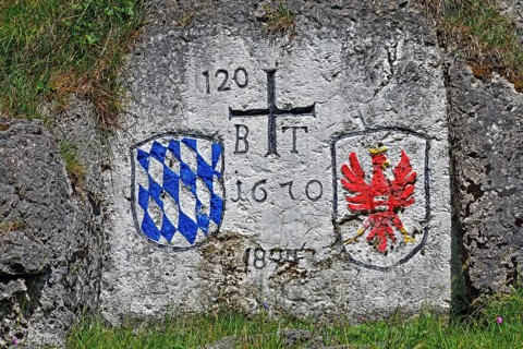 Boundary stone Bavaria Tyrol Near Kranzhorn