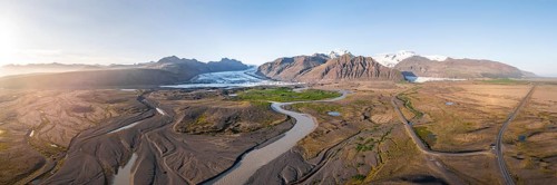 Glacier river in front of Mountains