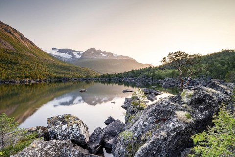 Lake Innerdalsvatna in the evening mood