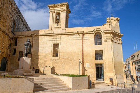 First building first church when Valletta was founded in 1566