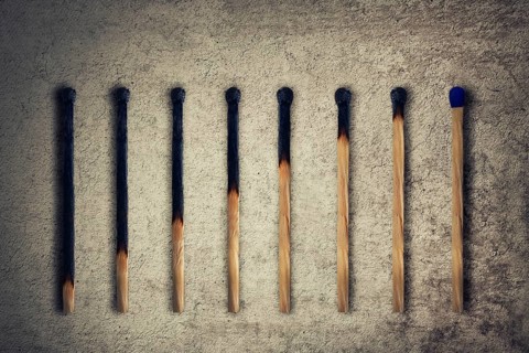 Set of burnt match at different stages