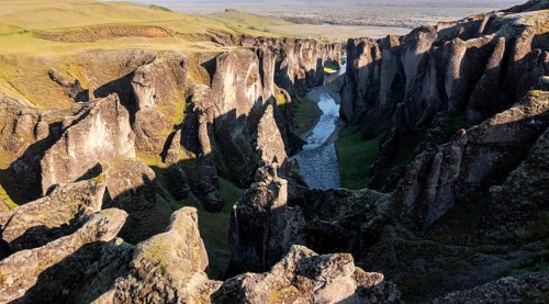 Aerial view of Fjaorargljufur Canyon