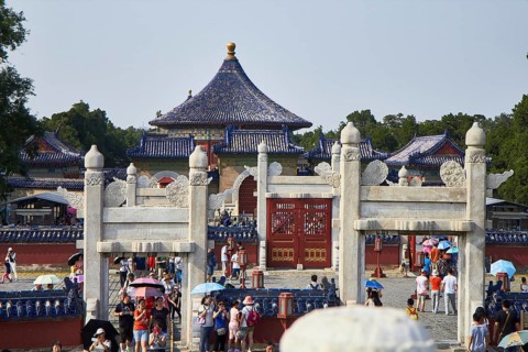 Hall of the Celestial Vault at the Altar of Heaven with tourists