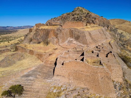 Aerial of the archeological site La Quemada also known as Chicomoztoc
