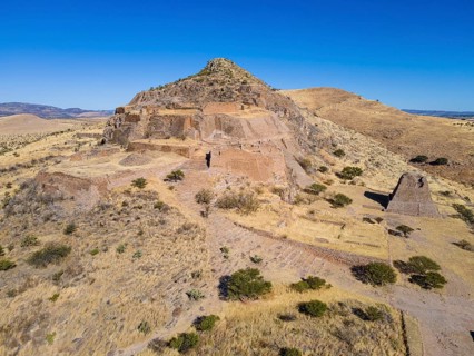 Aerial of the archeological site La Quemada also known as Chicomoztoc