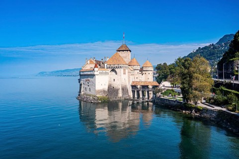 Aerial of the Chillon Castle