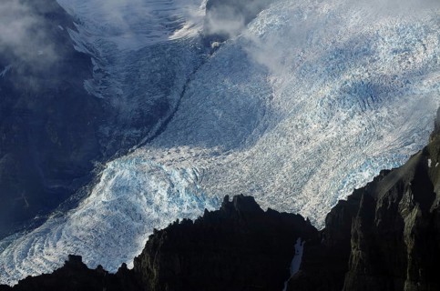 Snow-capped mountains and huge glacier