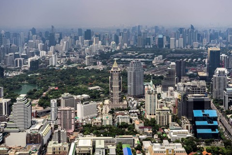 Skyline with Lumphini Park