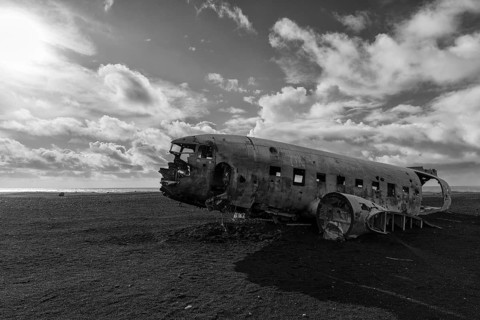 Plane wreckage on the lava beach of Solheimasandur