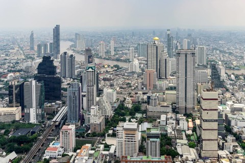 Skyline with State Tower Hotel Lebua golden dome