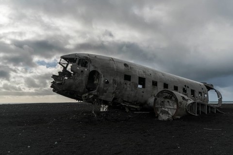 Plane wreckage on the lava beach of Solheimasandur