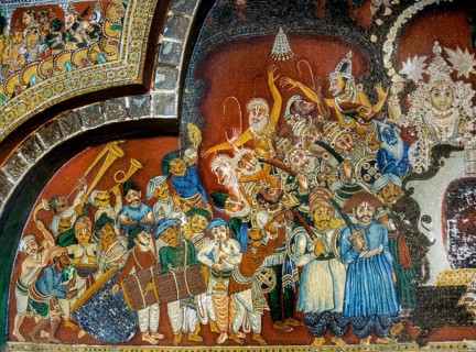 18th century Ramayana murals on Bodinayakanur palace walls