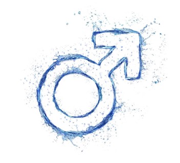 Male blue water splash sign