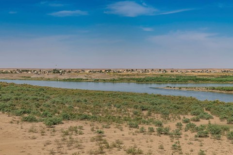 Overlook over the Tigris river from the Unesco site the old Assyrian town of Ashur or Assur