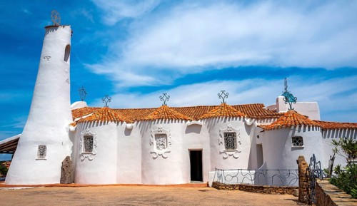 The white church Stella Maris in Porto Cervo on the Costa Smeralda