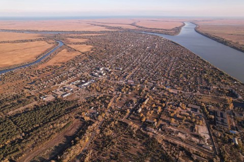 Aerial view on Vilkovo city